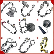 万圣节海盗塑料玩具道具 锤子链条球手铐海盗钩恶魔斧骷髅骨头