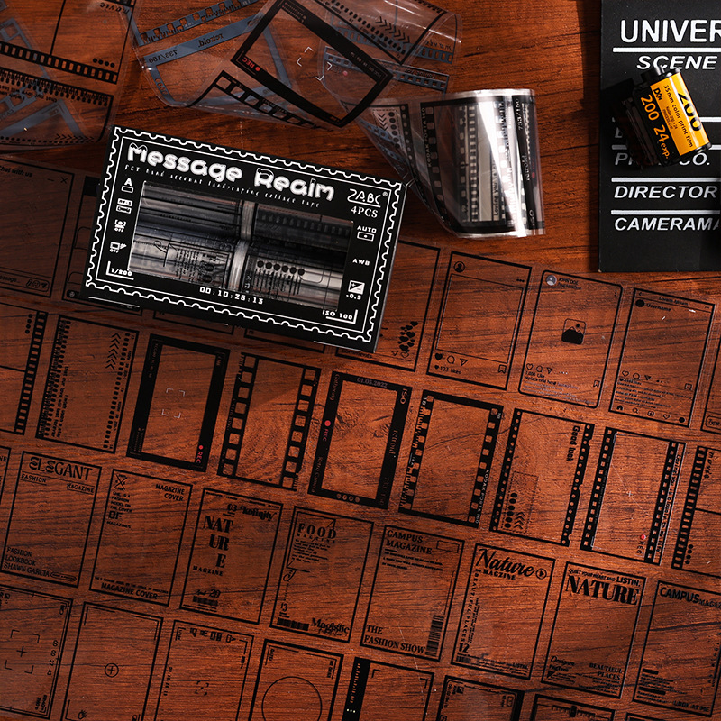 Mensaje reino transparente cinta adhesiva impermeable pet diy libro de mano diario paisajismo pegatinas de decoración de fotos pegatinas de marcos de fotos