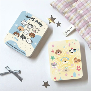 Flip-Top Tin Box, Cute Puppy Card, Polaroid Photo Earrings, Earrings Storage Box, Small Tin Box with Lid, Good Appearance
