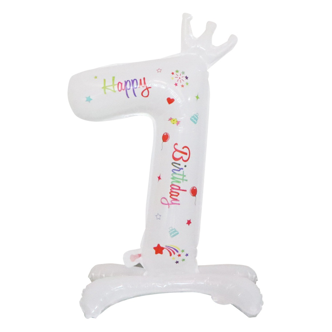 Globo de número de cumpleaños blanco, número de pie, venta al por mayor transfronteriza, globo de corona de fiesta de cumpleaños de película de aluminio de 32 pulgadas