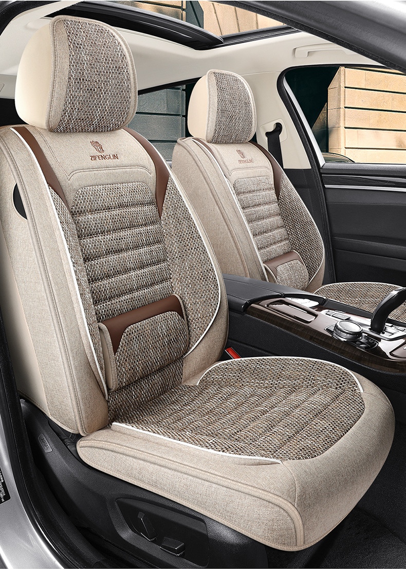 25 Years of Cross-Border New Four-Season Universal Comfortable Linen Breathable and Wear-Resistant Five-Seater Universal Car Interior Cushion Cover