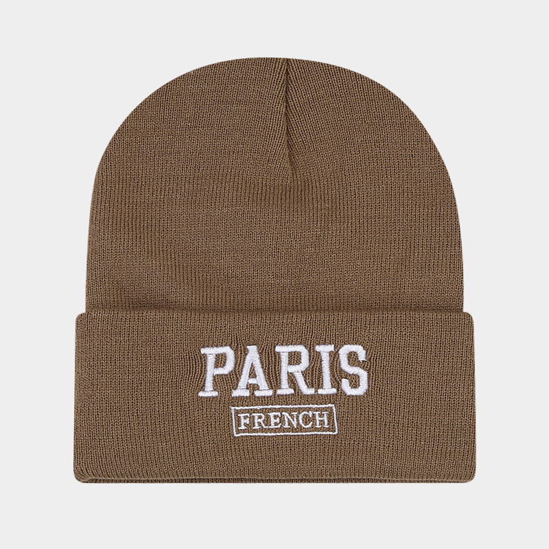 Korean version of Instagram large edition knitted for women with small embroidered letters, woolen pullover hat, big_voghion.com