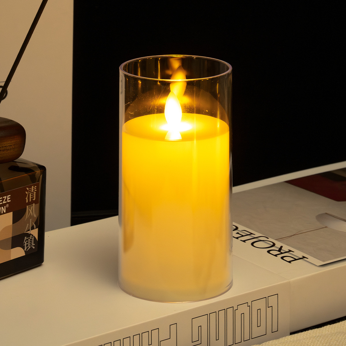Lámpara de Vela Electrónica de Acrílico Sin Humo con Control Remoto para Propuesta de Matrimonio y Fiestas