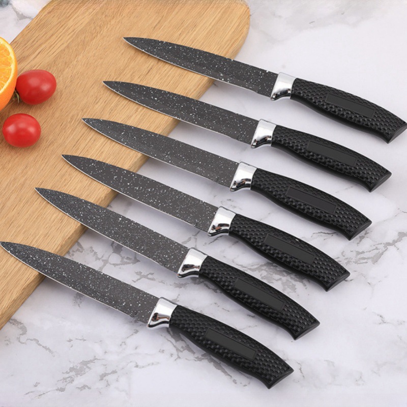 Cuchillo de cocina de acero inoxidable de venta transfronteriza con mango de malla cuchillo de cocina cuchillo de frutas cuchillo de corte conjunto de utensilios de cocina