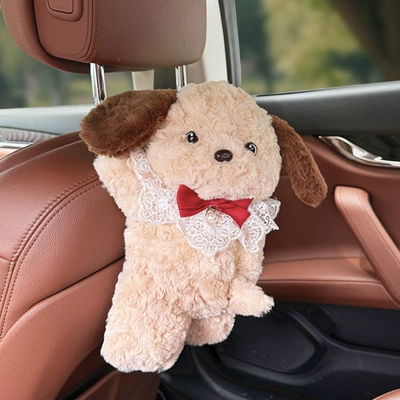 Car Seat Back Tissue Hanging | Car tissue box/set - red-bow-tie-pearl-bib-puppy-tissue-bag