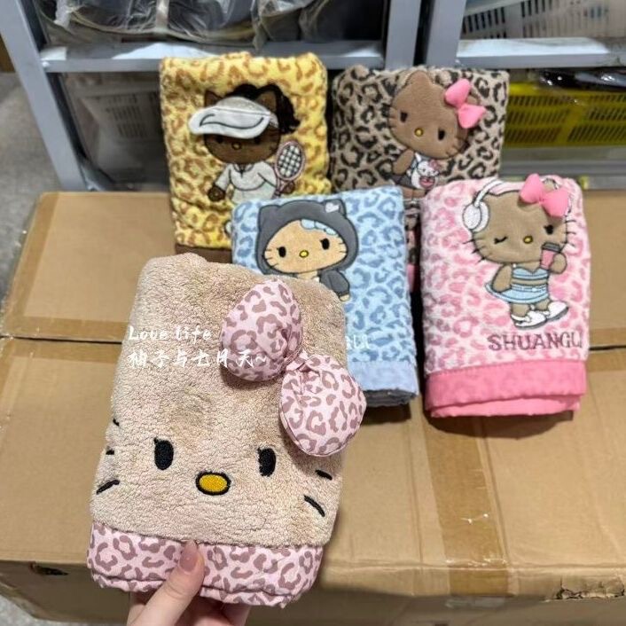 Wholesale Leopard Print Cat Towel Thickened Quick-Drying Household Face Towel High-Looking Children's Hand Towel Face Towel Dropshipping
