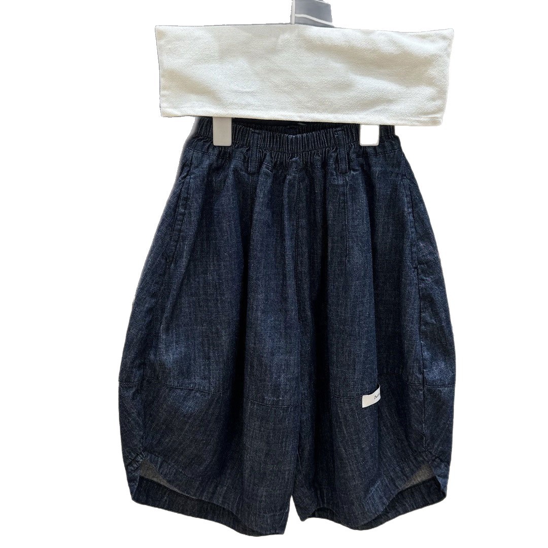 Hombres y niñas pantalones de color primario vaqueros primavera y verano ropa infantil relajada casual versátil delgada y suave pantalones de pantalones