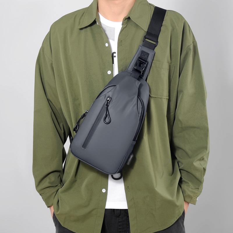 Cross-Border Chest Bag Men's Casual Fashion Shoulder Bag Backpack High-End USB Charging Simple Men's Crossbody Bag