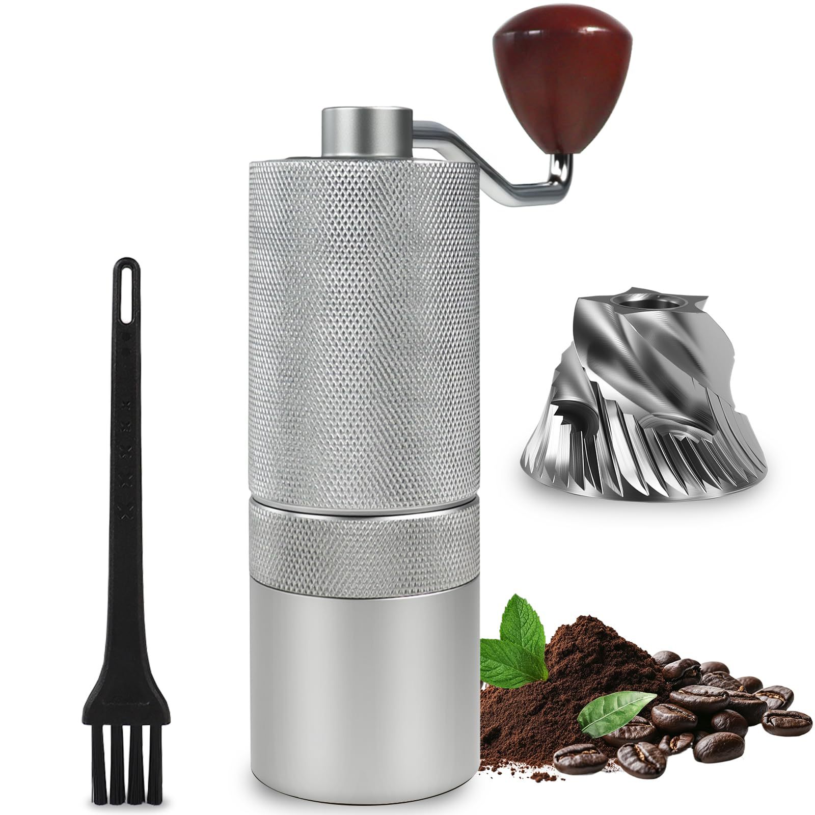 Cnc Hand-Cranked Coffee Grinder Manual Grinder All-Aluminum Shell 420 Stainless Steel Grinding Core Conical Cutter Cross-Border