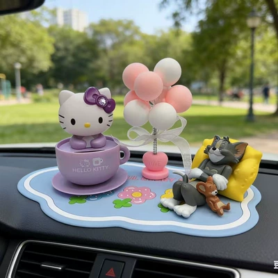 Nodding Kt Cat Set – Car ornaments - purple-hello-kitty-balloons-tom-blue-anti-slip-mat
