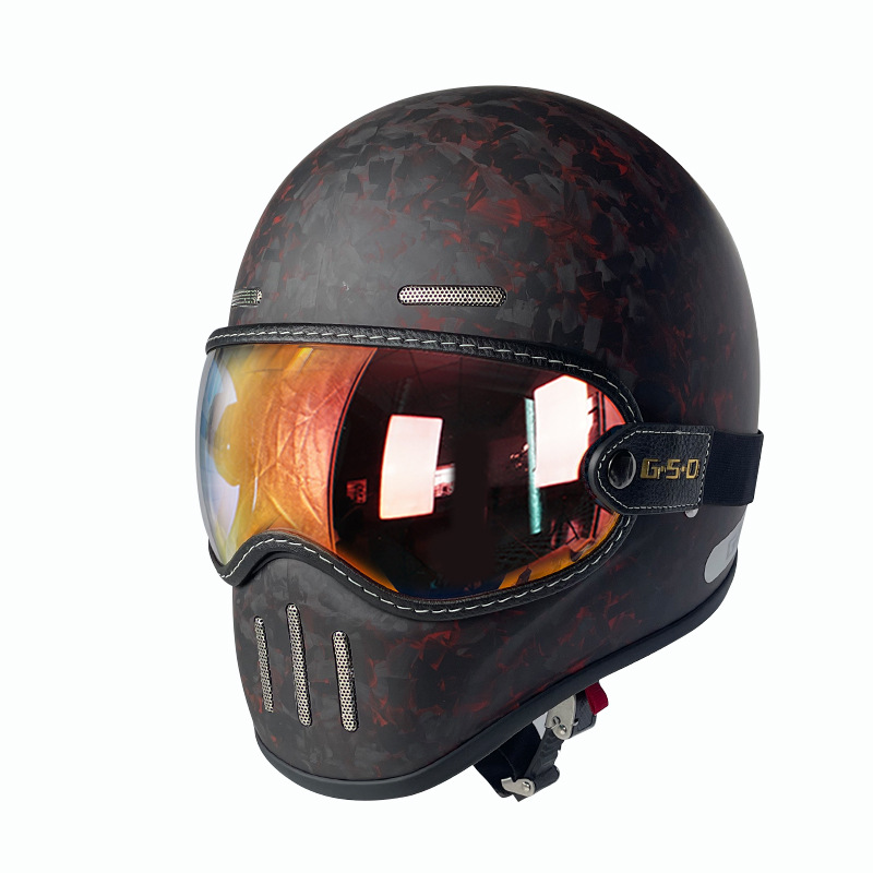 Motosiklet kaskı (dəbilqə) — Motuoche Electric Motorbike Helmet - matte-red-forged-colored-visor-m55-56