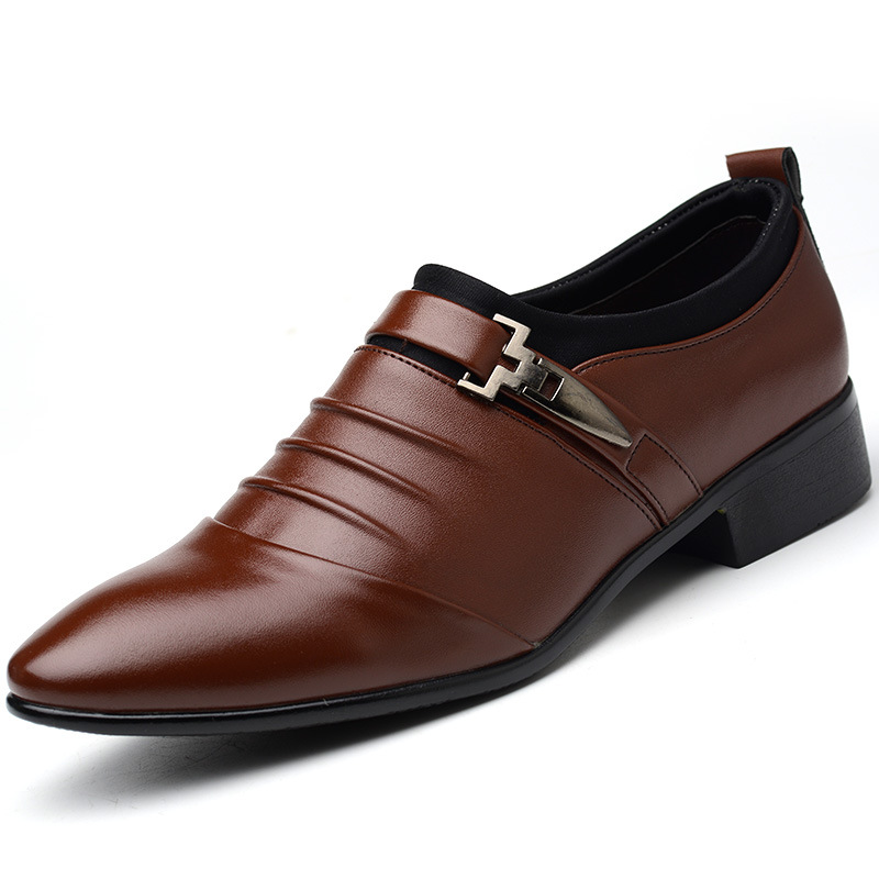 Transfronterizos 48 zapatos de cuero casuales de negocios con un pie zapatos de moda juvenil zapatos perezosos zapatos de punta peinado zapatos de cuero zapatos de hombre image 2