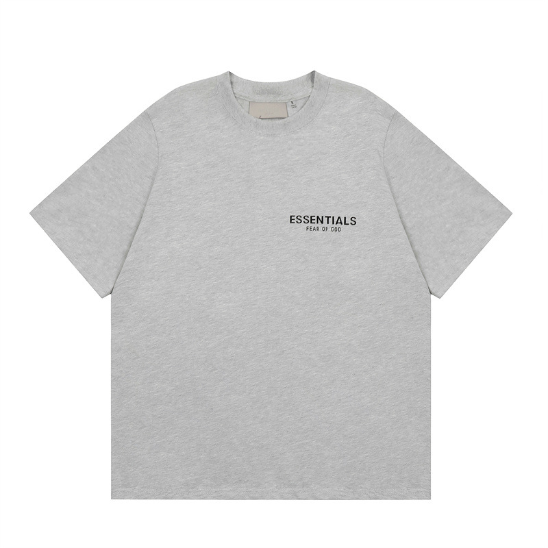 Cross-border FOG Multi-line ESENTIALS Flock Printed Letter Short-Sleeve Retro American Summer Couple T-Shirt Hombre