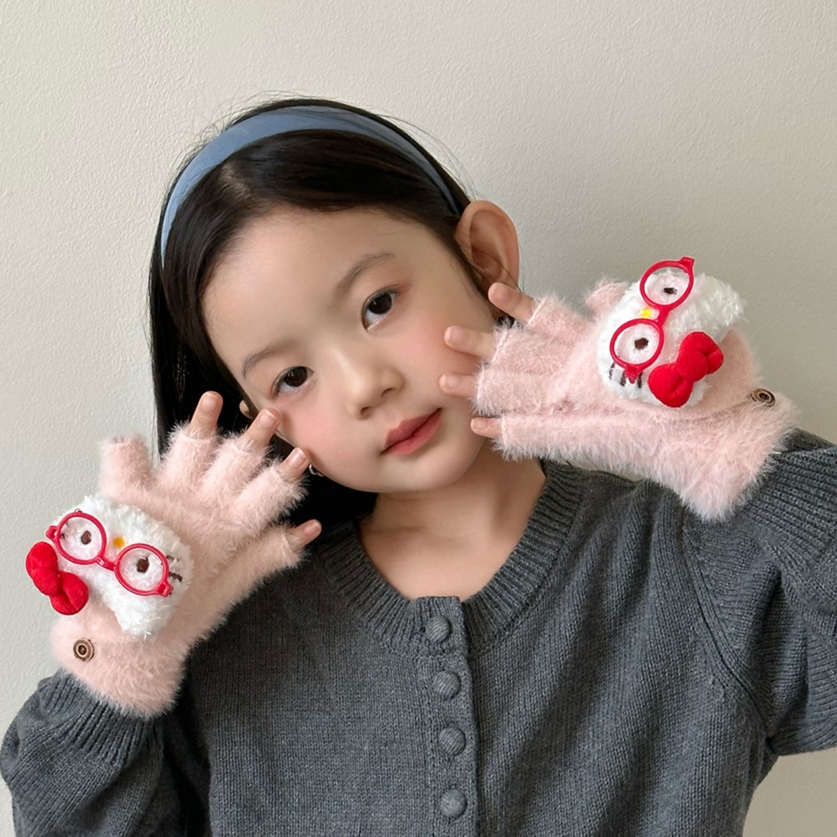 2025 nuevos guantes para niños de invierno para niñas guantes de flip adorables estudiantes de primaria calientes de escritura anticongelante