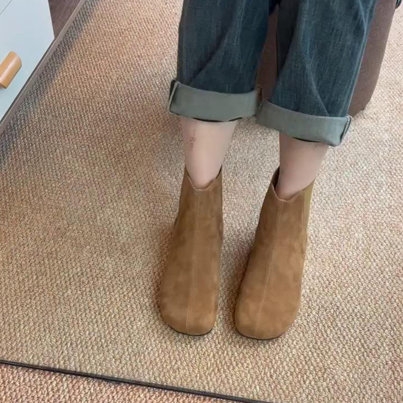 In Stock Immediate Delivery~British Style Elastic For Women, Autumn And Winter Short Boots, Round Toe, Commuter_vogvips.com