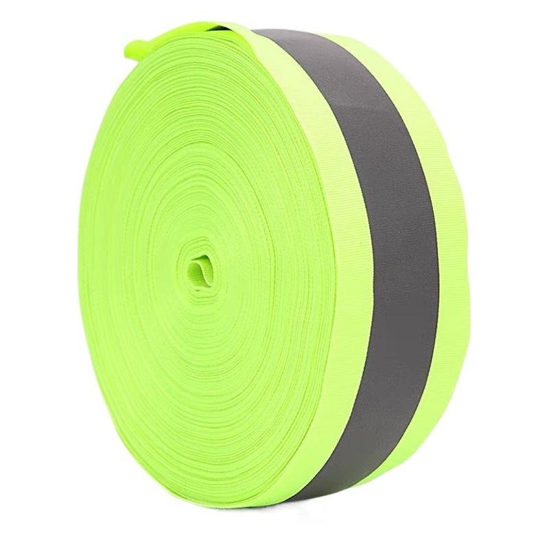 Fabricante mayorista de tiras reflectantes fluorescentes verdes de alta luminosidad, accesorios para prendas de vestir, tiras de tela fluorescente de advertencia y saneamiento, cintas reflectantes.