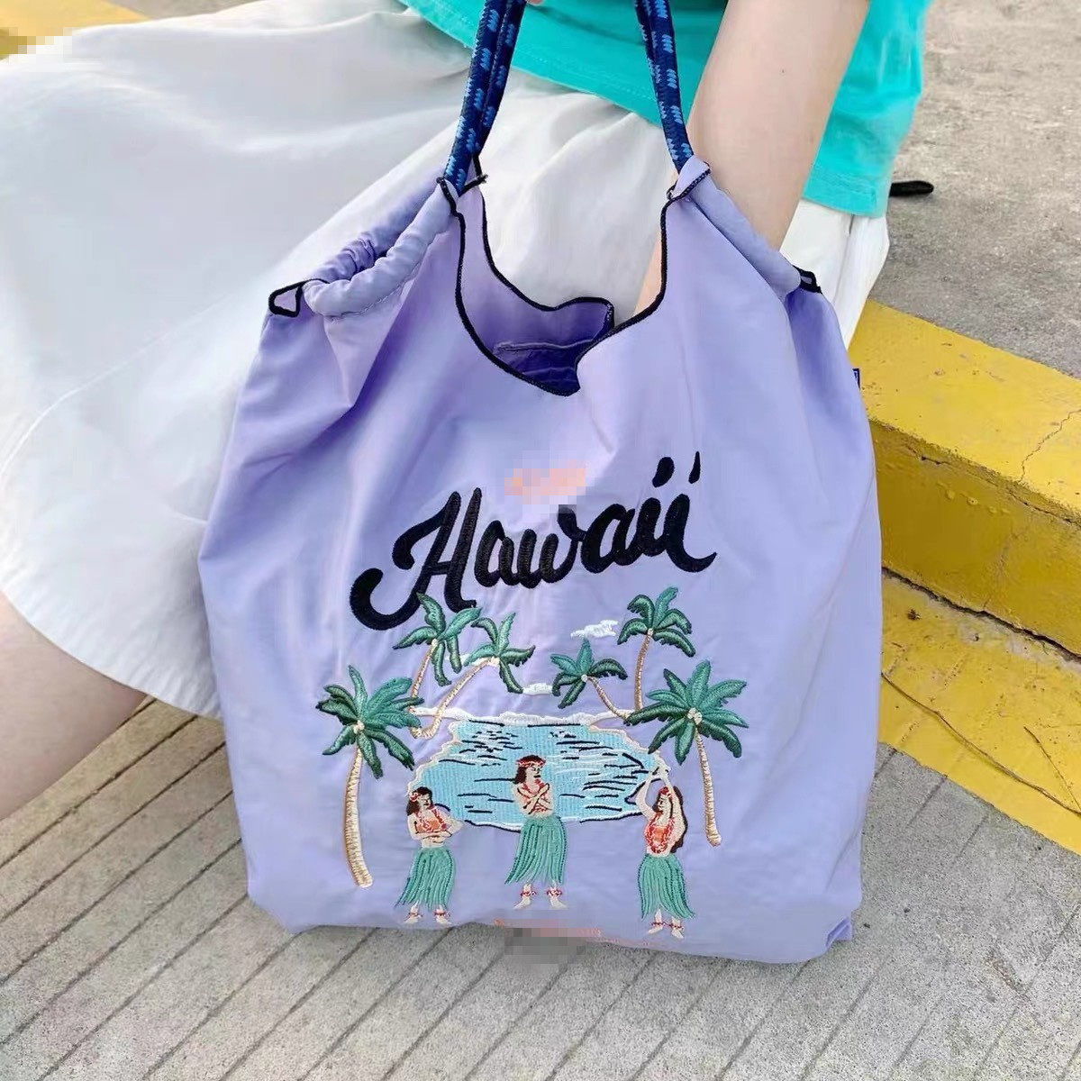 Bolsa de compras impermeable bordada, bolso de nailon, bolso de lona, bolso de tela informal, bolso de mujer, bolso de hombro de gran capacidad, ultraligero image 3