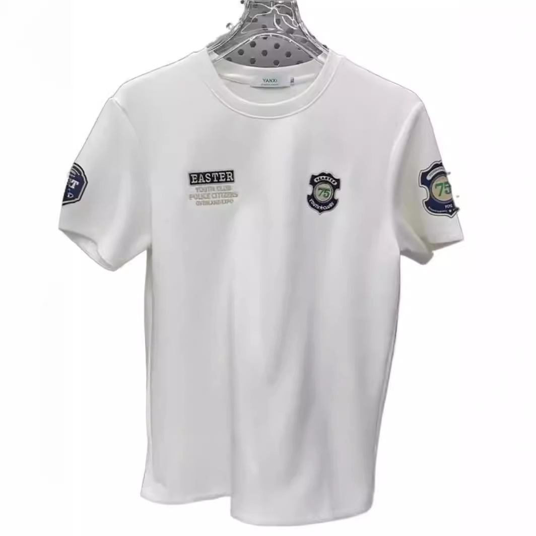 2024 Summer Nei Männer Kuerz T-Shirt Ronn Ausschnëtt Villsäiteg Casual Ënnen Hallefärm Etikettendrock Buschtawen Trend_voghion.com