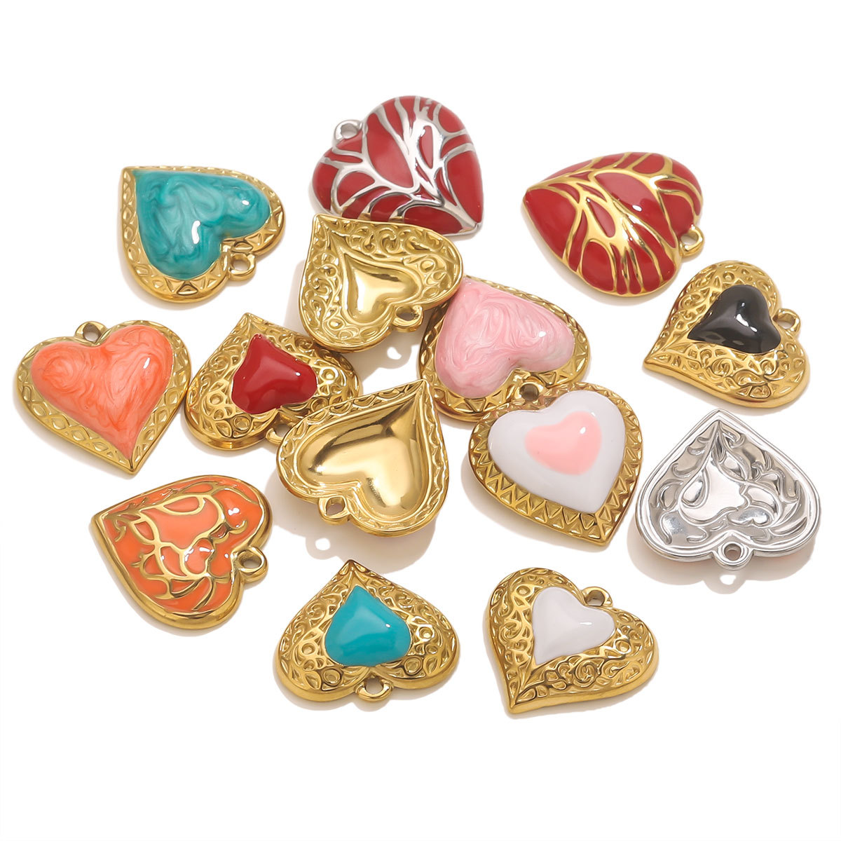 1 Piece Quantity 1 Piece 304 Stainless Steel PVD Coated Real Gold Plated Heart Shape Pendant Pendant