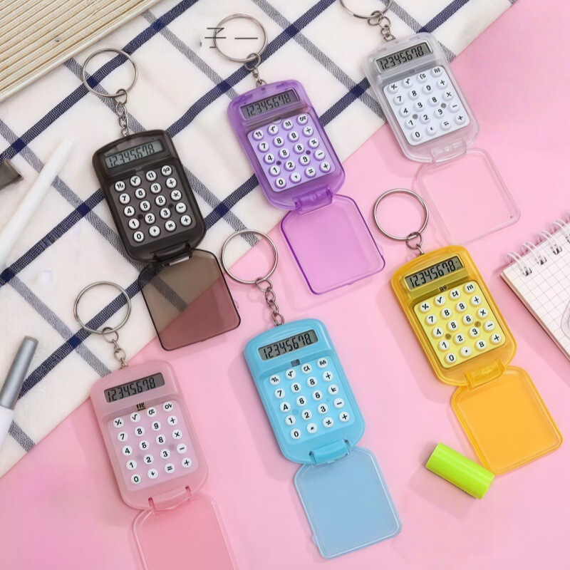 Keychain Calculator Mini Transparent Flip Student Supplies Calculator Mini calculator Cross Border