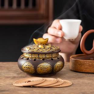 New ceramic incense burner cornucopia gold ingot incense burner four-hour incense burner sandalwood incense incense burner