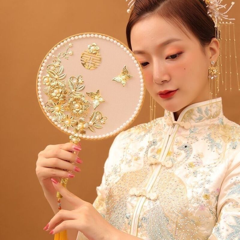 推荐结婚团扇子中式婚礼秀禾服古风出嫁手捧花手工喜扇成品供应链|undefined