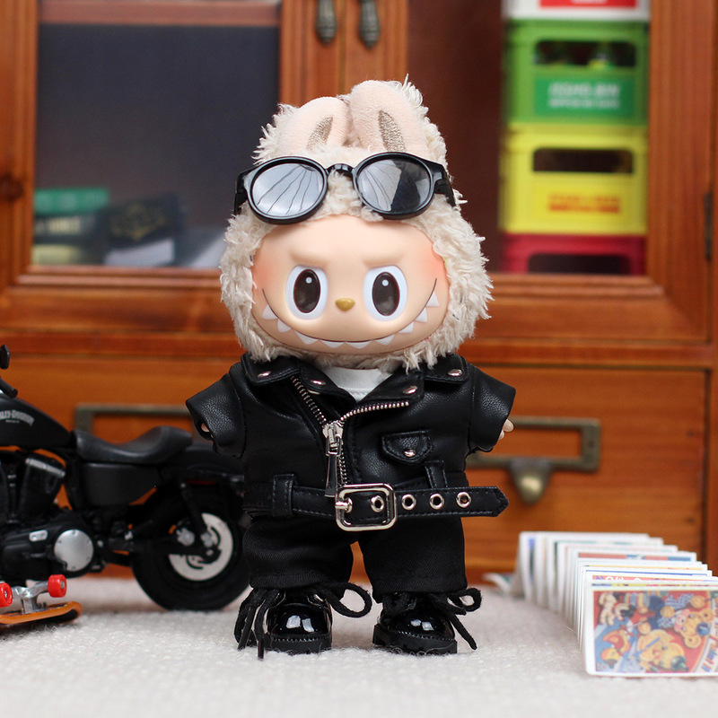 Baby Clothes Only] One/Third Generation Labubu Universal Baby Clothes Autumn and Winter Style Handsome Motorcycle Leather Jacket Heart-Warming Macaron