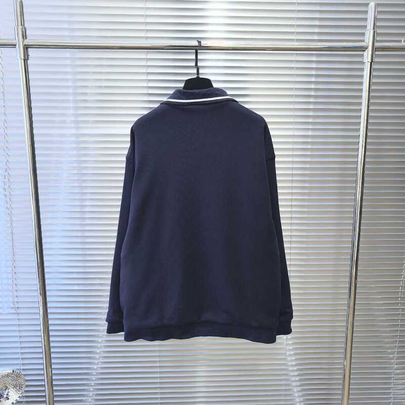Dujia バージョンオリジナル MIU コントラストカラーラペルネックラインネイビーブルー綿生地ジッパージャケット男性と女性用|undefined