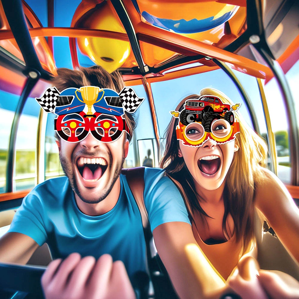 Monstruos transfronterizos camiones de cumpleaños para niños gafas de papel decoración de cumpleaños para vehículos todoterreno gafas de fotos
