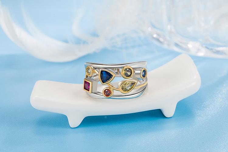 Fashion Water Droplets Copper Plating Rhinestones Rings 1 Piece