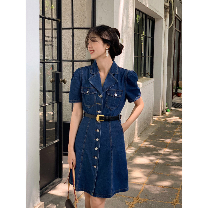 Trend summer denim elegant retro fashionable dress