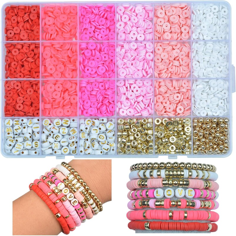 Cross-border multicolor clay soft pottery gold beads DIY bracelet jewelry making suit with letters beads wholesale