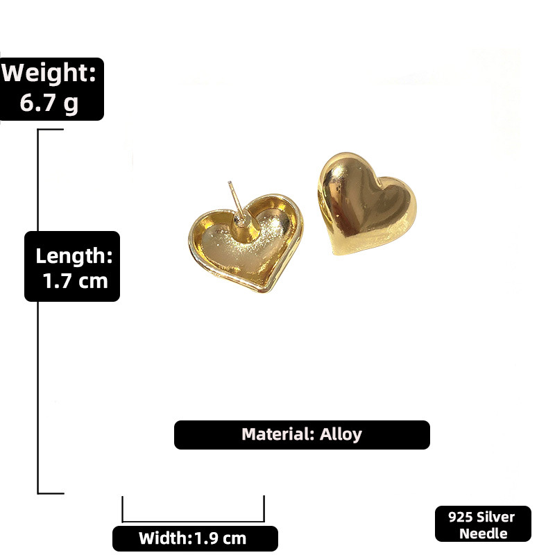 Fashion Metal Three-dimensional Heart Earrings Wholesale Nihaojewelry display picture 2