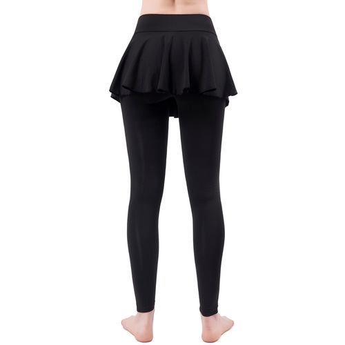 Cross-border anti-transparent yoga pants for women, two-piece high-waisted leg-lifting tight sweat exercise pleated fitness skirt