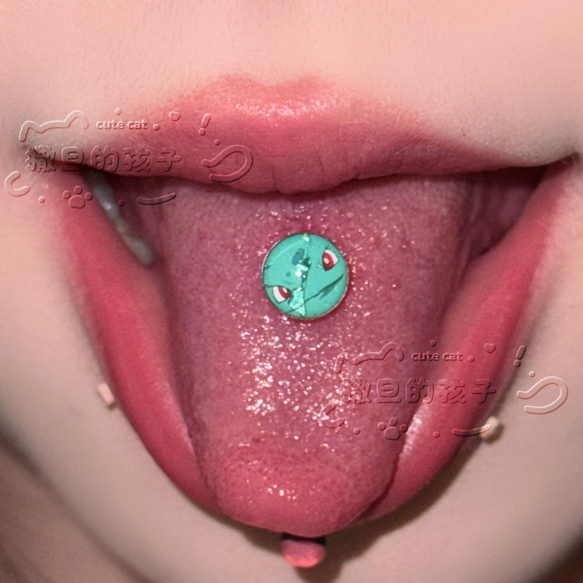 Pointed labret stud close-up product detail