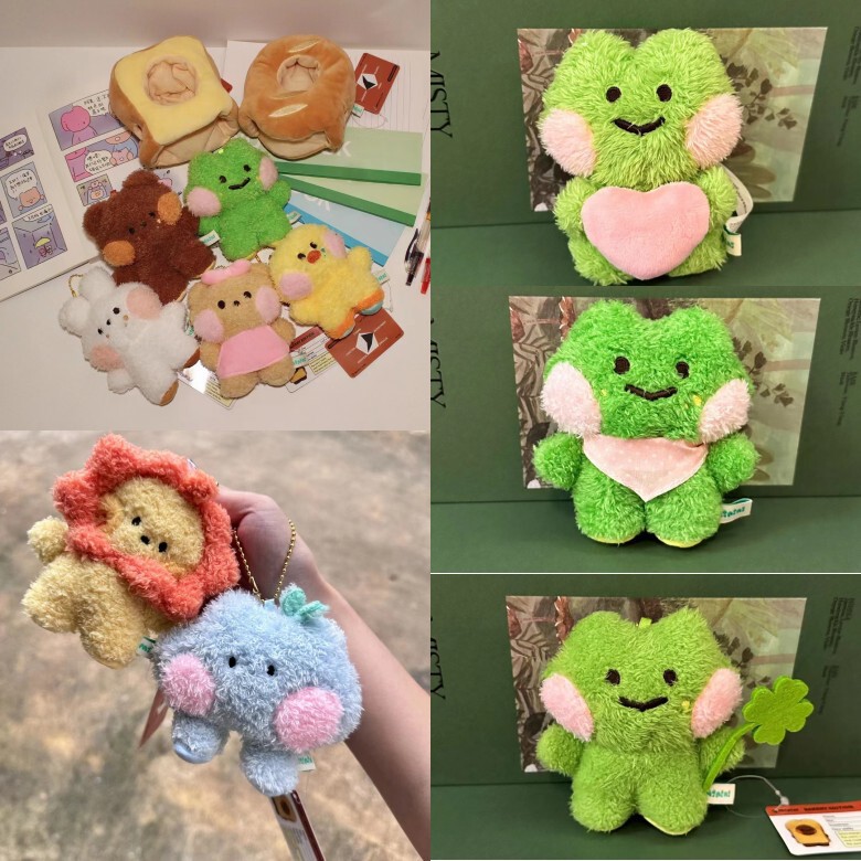 Clover Frog Bear Chick Bread Rabbit Backpack Scarf Plush Doll Bead Chain Buckle Bag Key Pendant
