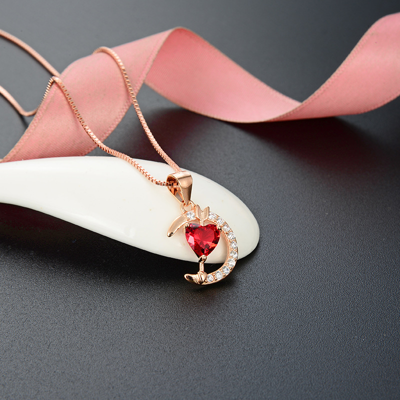 FUENTE Fábrica personalizada collar de la joyería estilo Coreano s925 plata en forma de corazón incrustado de diamantes de la cadena de clavícula collar popular accesorios