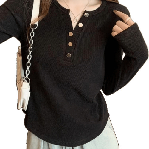 Women's Semi-Open Collar Irregular Base Shirt for Innerwear, Plus Size Women's Autumn/Winter Slimming Warm Thicker Long-Sleeve Top