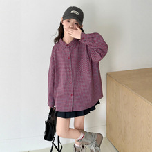 儿童外套早秋洋气2025新款女童格子衬衫薄款秋季时尚长袖韩系潮酷