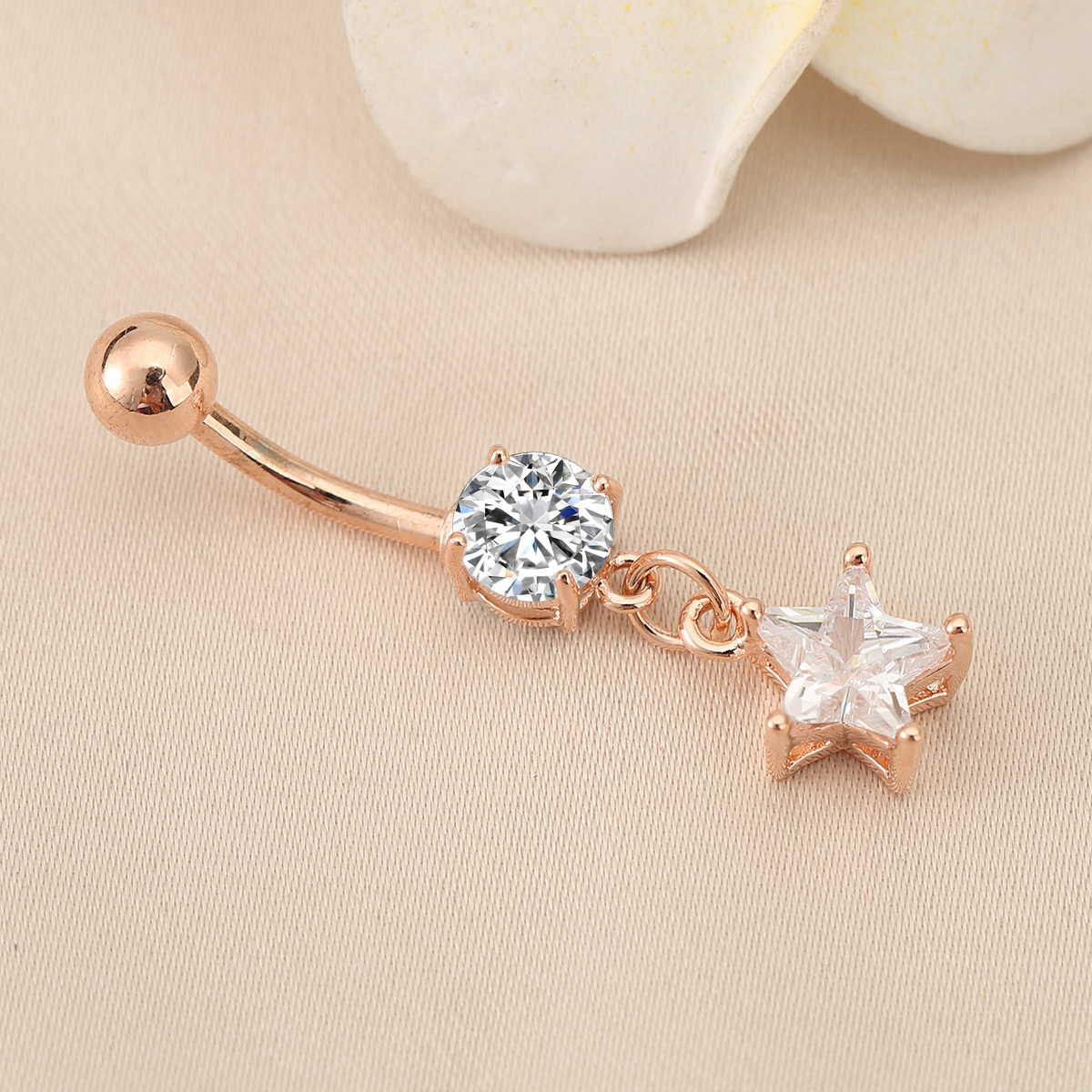 Modischer Pentagramm Und Seestern Bauchnabelpiercing Mit Zirkonia_voghion.com