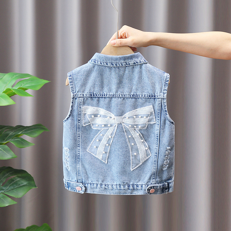 Baby Girl Denim Vest 2026 Spring and Autumn Thin Outerwear Infant Autumn Girls' Vest Children's Vest Trendy