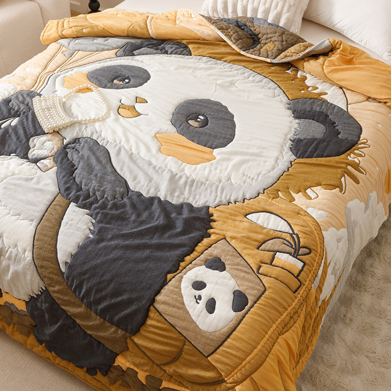 Balloon panda [10-layer cotton cloud gauze - super soft and moisture absorbing] / 150x200cm multifunctional cotton single blanket about 1.5kg