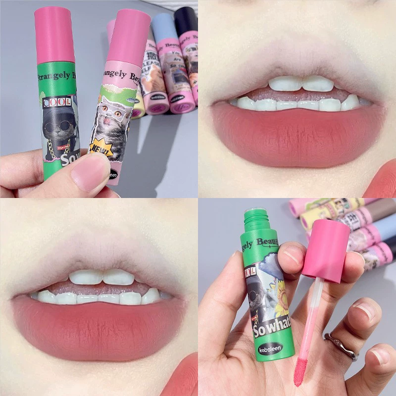 Kobeleen Fun Meow Lip Glaze Light Air Mist Happy Planet Meow Lip Mud Lip and Cheek Dual-use Nude Powder Series