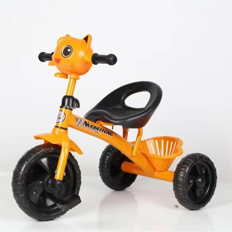 Triciclo Infantil con Pedales y Empuje Tubo de Hierro Empuje de mano, Cesto de almacenamiento para Niños