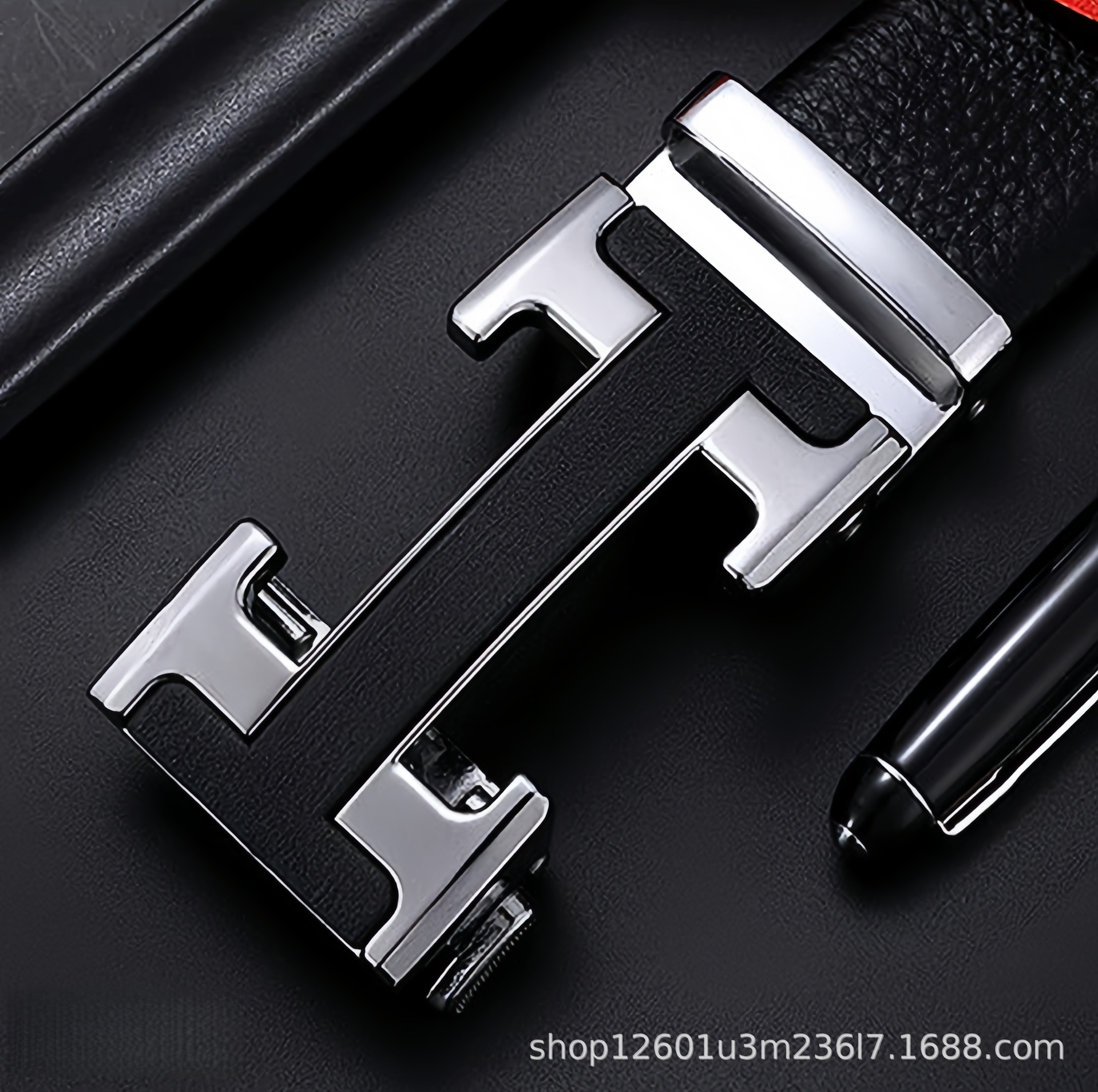 Top-grain Leather Men's Belt with H Buckle Genuine Cowhide Automatic Buckle Youth Simple Fashion Waistband