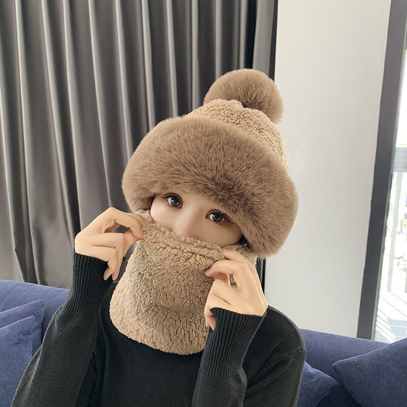 跨境帽子女冬季水波纹毛绒帽防风保暖套头帽可戴头盔骑行帽子批发|undefined