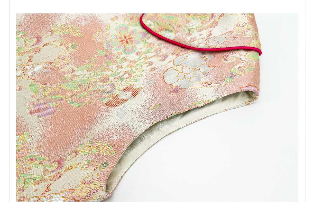 Bộ áo gile + chân váy nữ phong cách Trung Hoa mới, chất liệu jacquard cao cấp, form thắt eo thanh lịch — Áo khoác Carmine, Trang phục [Áo khoác màu hồng+váy đỏ], Màu đỏ nửa váy chi tiết 14