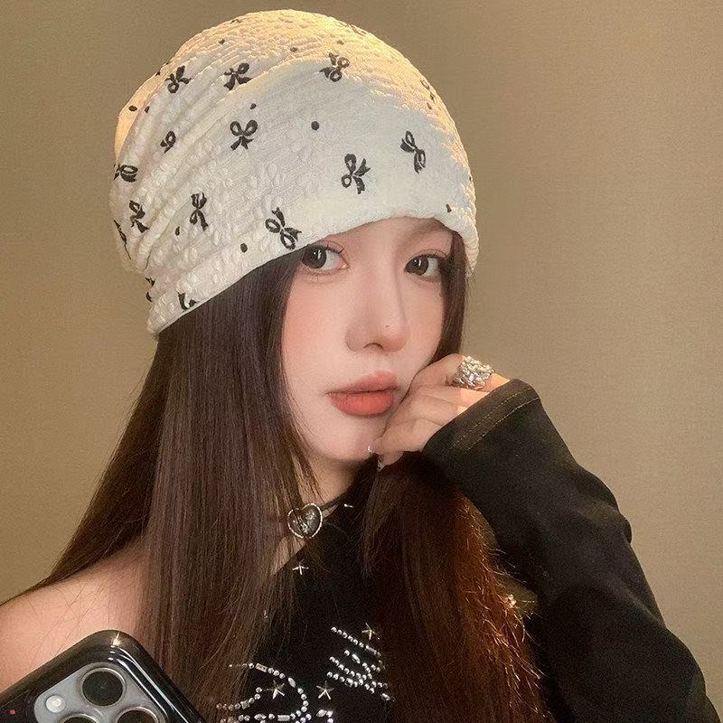summer thin breathable hat with bow