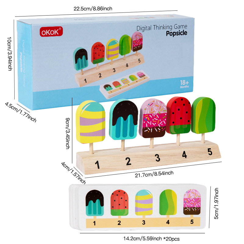 Juguetes de madera para niños para jugar a la casa, piruletas, helado, palitos de helado, pensamiento lógico, juego entre padres e hijos, regalo interactivo image 7