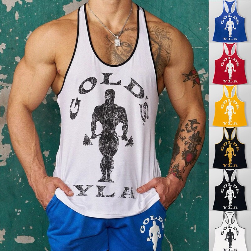 YOUNGLA New Men's Vest Outdoor Running Training Sports Fitness Quick-drying Breathable Iron Printed Top